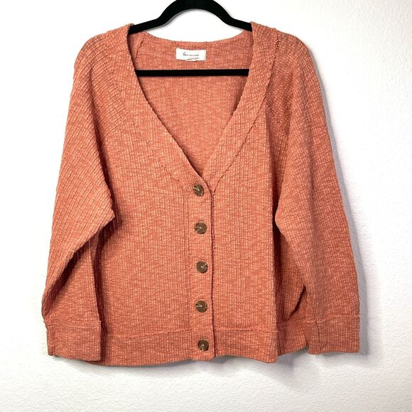 Two by Vince Camuto Rust Textured Knit Cardigan Women’s XXL Boho Fall Sweater - Picture 3 of 11